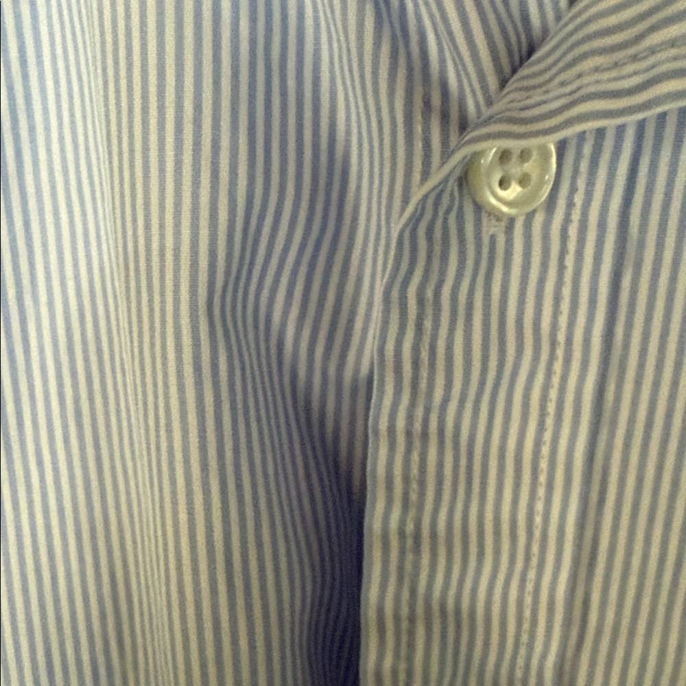 T.M.Lewin Light Blue Pinstripe Shirt with White Collar - Picture 4 of 5